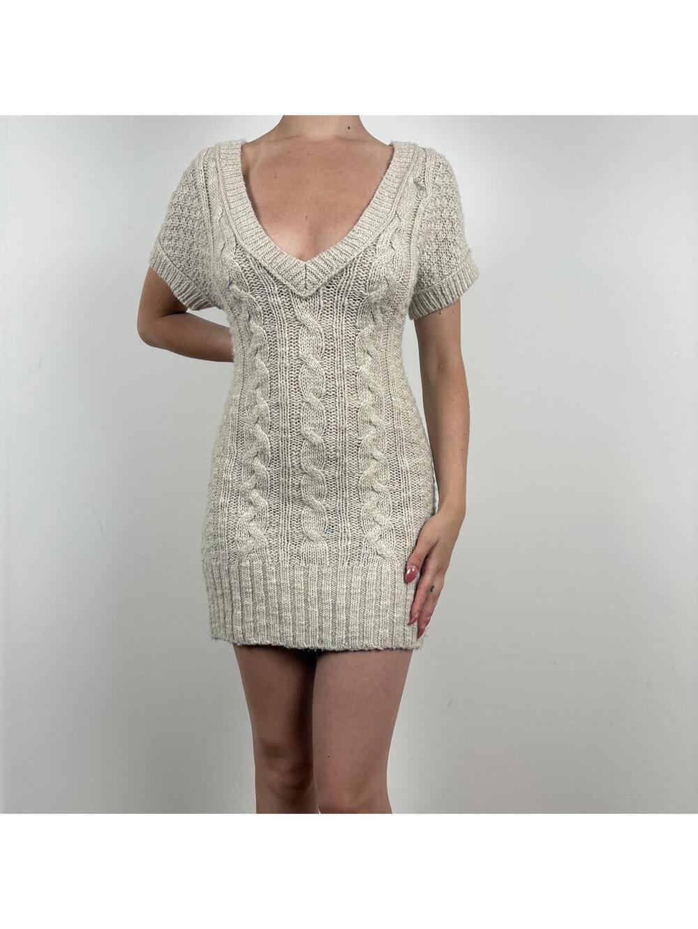 Abercrombie & Fitch cream cable knit sweater dress